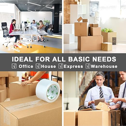 BOMEI PACK 3 inch Wide Heavy Duty Packing Tape, 2.4 Mil 3.0 Inch x 60 Yards, 12 Refills Rolls Clear Box Tape for Moving, Shipping, Mailing and Packaging