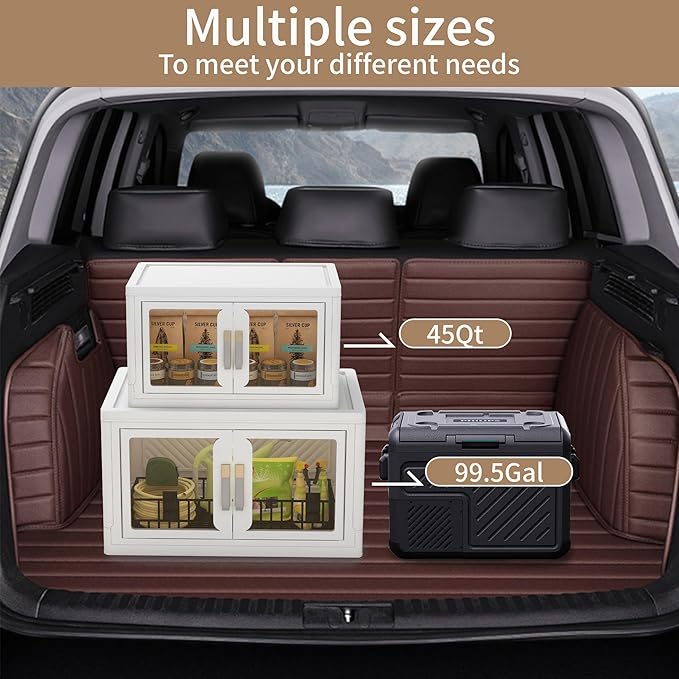 Large Clear Stackable Storage Bins with Lids, Foldable Storage Cabinet for Closet Organizers and Storage, Plastic Storage Box with Wheels 398 QT