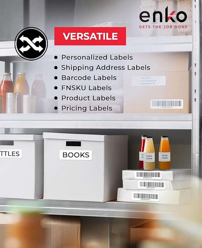 enKo Compatible for Dymo 30336 Labels (1" x 2-1/8") - 24 Rolls | 12,000 Labels for Dymo LabelWriter 450 Turbo Printer and 4XL - Blank White Direct Thermal Address, Shipping and Barcode Labels