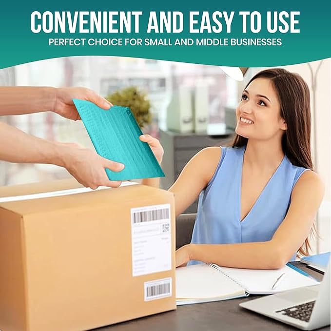 Levex - #0 6" x 10" [5 Pack] Teal Poly Bubble Mailers, Padded Envelope Mailers, Packing Envelope & Mailing Bags for Shipping