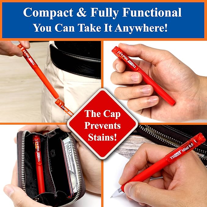 THINK2MASTER [24 Pens - Red Ink Think2 0.5mm Pocketable Mini Gel Pens. (24 Red) Fine Point Small Rollerball Pens with Smooth Quick Drying Ink.