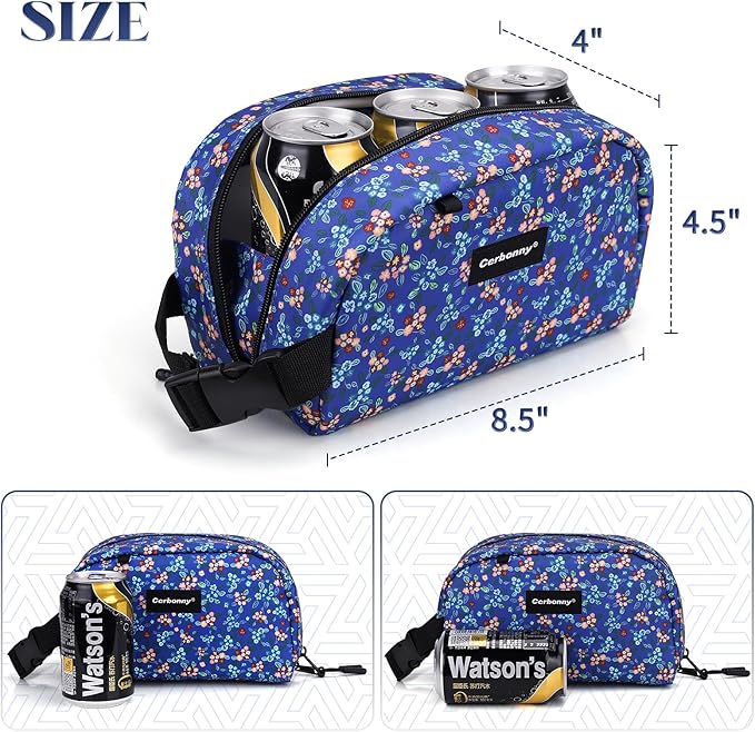Cerbonny Small Cooler Bag Freezable Lunch Bag for Work School Travel, Leak-proof, Insulated, Freezable Snack Bag, Mini Lunch Bag, 2.5L, Crushed Flower