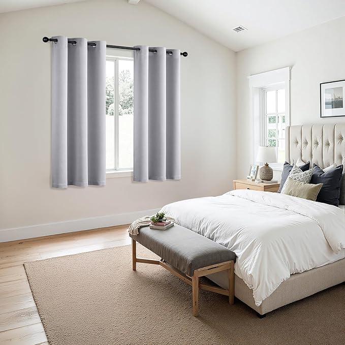 MIULEE Bedroom Blackout Curtains Thermal Insulated Room Darkening Drapes for Living Room Kitchen Grommet Top Light Blocking Window Treatment Curtains, 40 x 45 Inches Long, 2 Panels, Greyish White