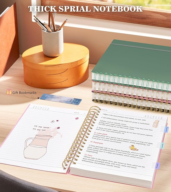 Pink Spiral Notebook Journal, 360 Pages College Ruled Notebooks, Lined Thick Journals for Women Men,B5 Big Spiral Notebooks with 100GSM Paper, Spiral Bound Journal for Writing Work School 7.6"×10"