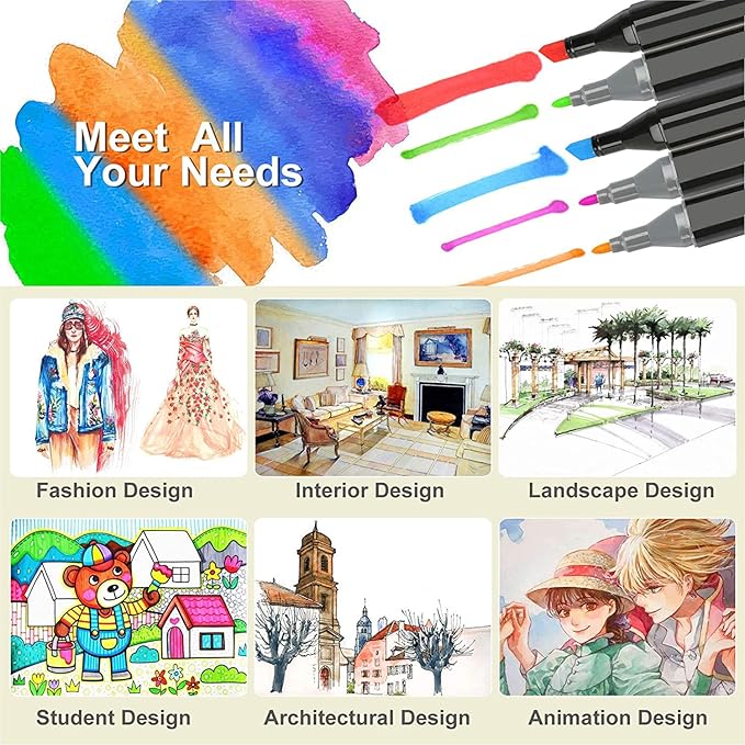 120 Colors Alcohol Markers Artist Drawing Art Dual Tip Markers Perfect for Kids Boys Girls Students Adult