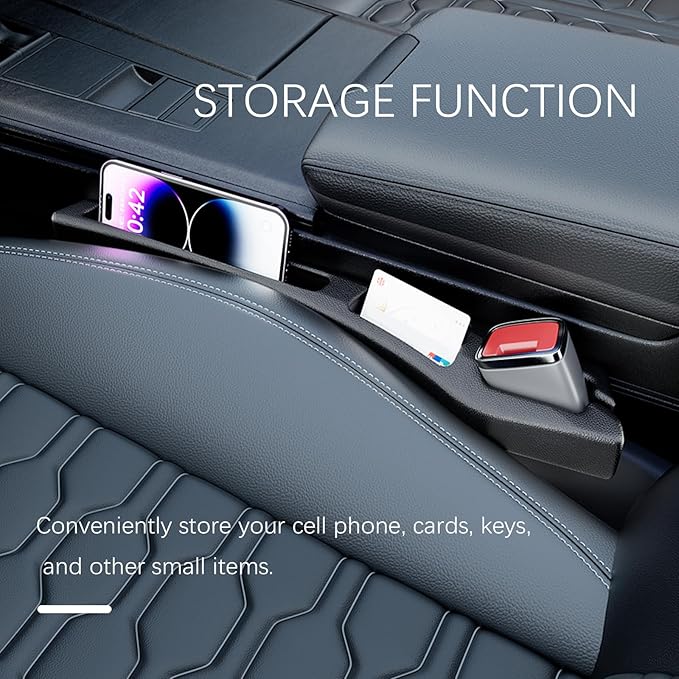 2PCS Car Seat Gap Filler Organizer,2 in 1 Car Gap Filler with Fill and Storage Function for Storing Phones Keys Cards,Universal Multifunctional No Drop Seat Guard for Cars