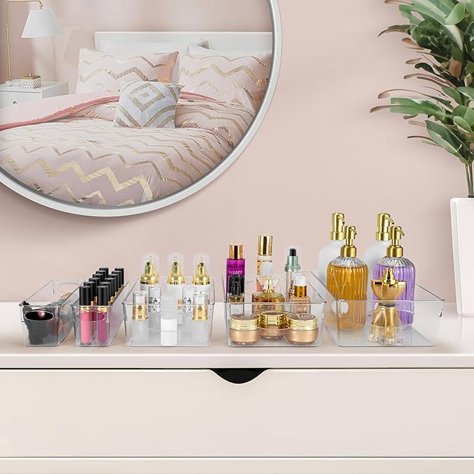 Sorbus Clear Plastic Storage Bins for Organizing, 20 Pack Clear Organizer Bins with Handles, Plastic Storage Bins for Closet, Pantry, Fridge, Medicine Cabinet Organizer, Shelves, Freezer, Drawer