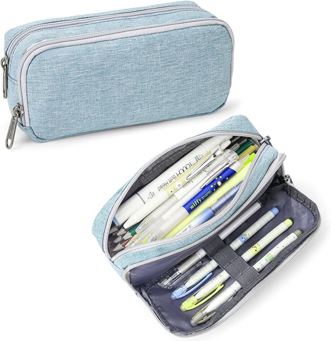 Della Gao Pencil Case Large Capacity Pencil Pouch for Adults (Light Blue)