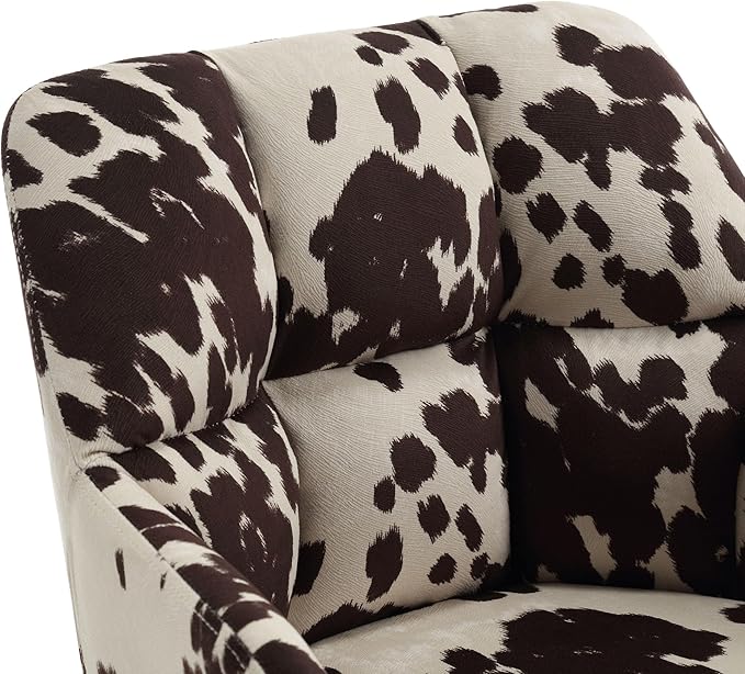 VESCASA Adjustable Home Office Desk Chair with Comfy Back, Linen 360 Swivel Upholstered Task Armchair with Wheels for Teens Bedroom/Living Room, Cowhide Print