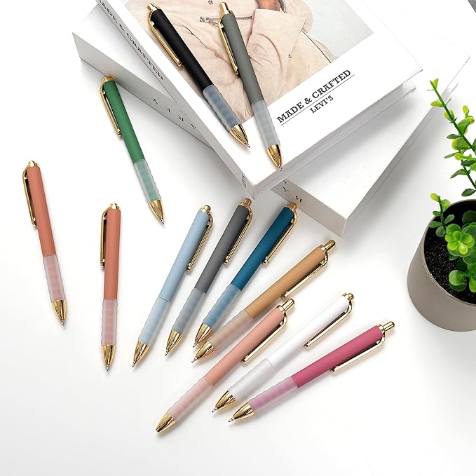 Linbsunne Ballpoint Pens Black Medium Point 1mm Pen with Super Soft Grip Ball Point Pen for Men Women Retractable Pens (18-Count)