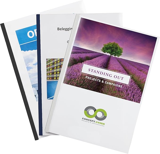 Thermal Binding Clear Covers with Steel Spine –for Thermal Binding Machines – Formerly Unibind – Used in Real Estate, Education and Various Businesses (Navy, 220 Sheets Max - 48/Box)