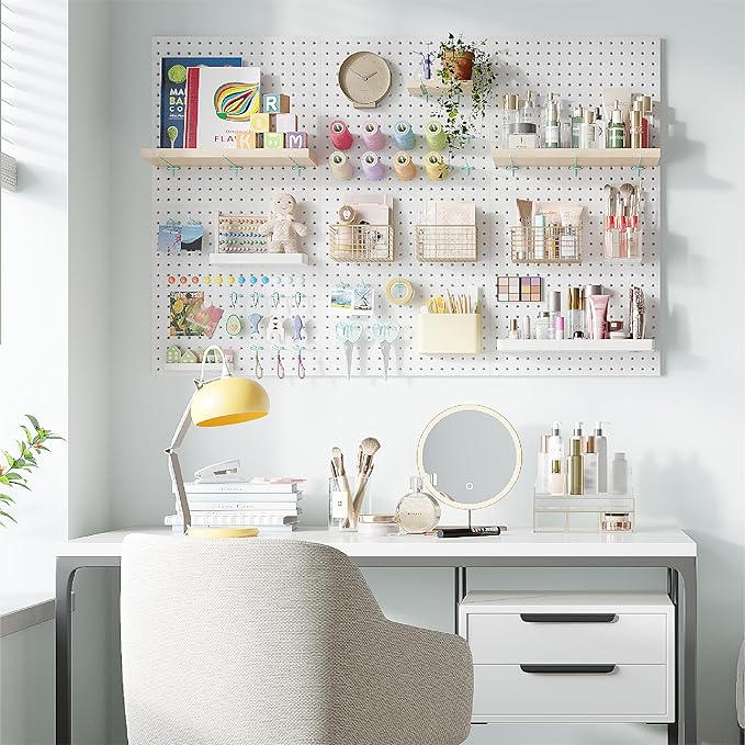 HUHOLE Pegboard Hooks 6 Inch 50PC, Blue Peg Board Hooks, Fit 1/4" or 1/8" Pegboard, Ideal Peg Board Organizer Accessories for Garage Tool Organization, Wall Storage (Blue, 6 Inch)