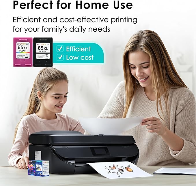 Eco-Friendly Remanufactured Ink Cartridge Replacement for HP Ink 65 XL 65XL Black and Color Combo Pack for 5055 5052 5010 5070 5014 3755 2655 3720 3722 3723 3752 3758 2652 2624 2640 Printer