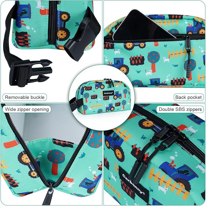 Cerbonny Freezable Cooler Bag for Work, School, Travel - Insulated, Fit for Yogurt, 3+ (Green Vehicle)