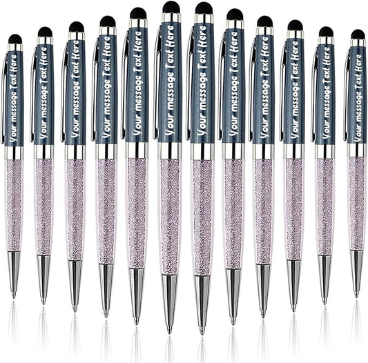 Personalized Ballpoint Pens with Stylus Tip - FREE PERSONALIZATION, Customized with Your Name, Text, Message for Graduation, Anniversaries 12pcs/Pack