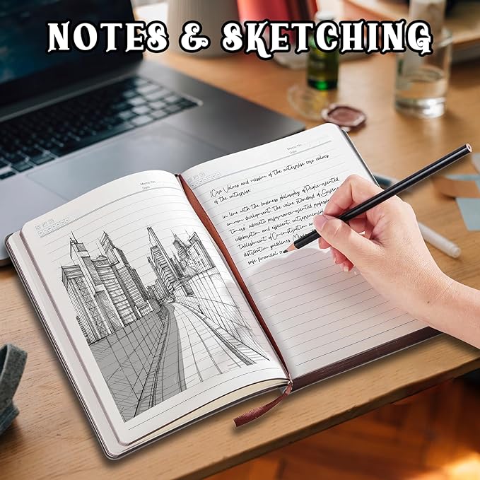 2025 Leather Vintage Journal Notebook,300 Pages,Leather Softcover Lined Journal Notebooks for Women Men,Notebook Journals for Writing Travel,Business,Office,Grey