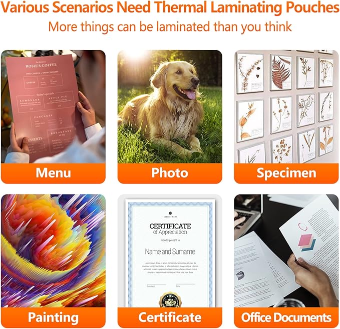 Thermal Laminating Pouches, 9 x 11.5 Inches Laminating Sheets, 3 mil Thick Laminate Sheets, 100 Pack,Clear