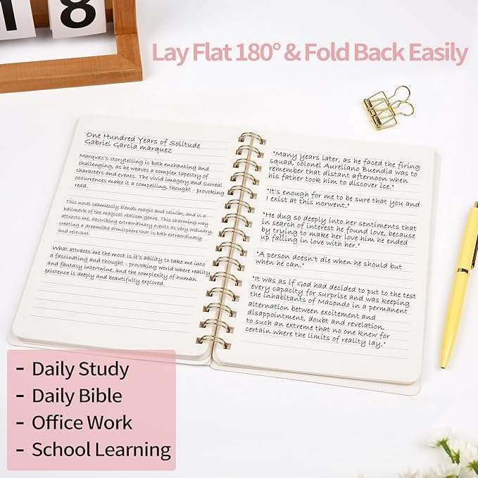 Spiral Notebook-5.75" x 8.125" Journal with Back Pockets and 160 Lined Pages,PU Leather Cover Business Journal, Twin-Wire Binding Notebook Perfect for Office & Home School Supplies