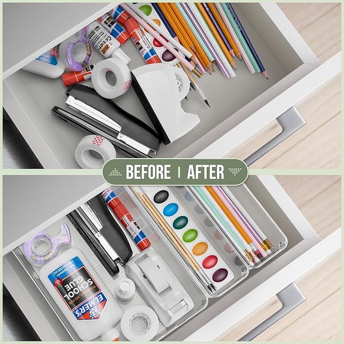 Sorbus Small Clear Plastic Storage Bins for Organizing, 10 Pack Clear Organizer Bins with Handles, Plastic Storage Bins for Closet, Pantry, Fridge, Medicine Cabinet Organizer, Shelves, Freezer, Drawer