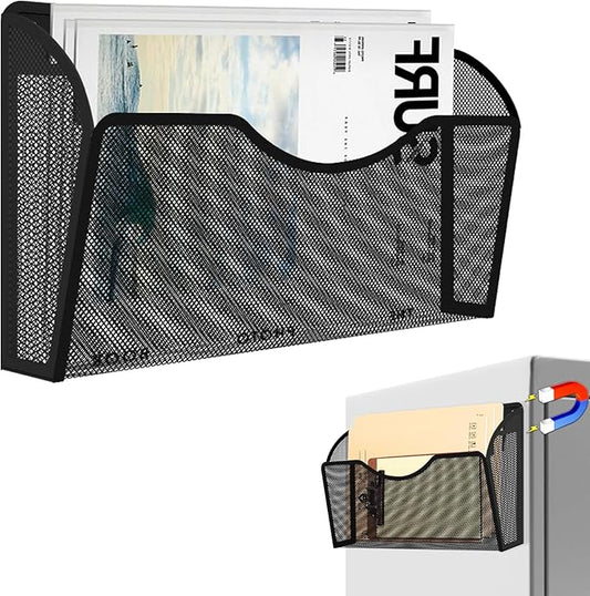 Magnetic File Holder 1 Pockets File Folder Organizer, Office Hanging Magazine Rack for File Cabinets, Magnetic Paper Holder, No Drilling Mail Organizer for Refrigerator, Office