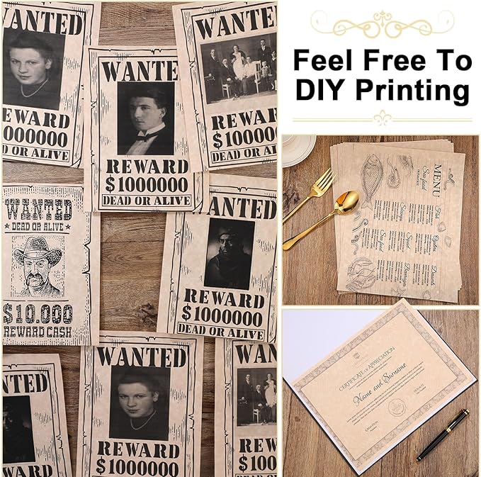 Epakh 150 Pcs Old Age Parchment Paper 8.5 x 11 Inch Standard Letter Vintage Colored Old Parchment Semblance Double Side Printing Paper (Dark Beige)