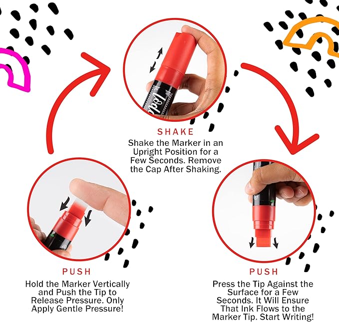 Loddie Doddie Jumbo Chalkboard Markers Pack - 8 Vivid Neon Colors - 15mm Chisel Tip - Erasable Liquid Ink for Signs, Blackboard, Car Window & Bistro - Neon Chalk Markers