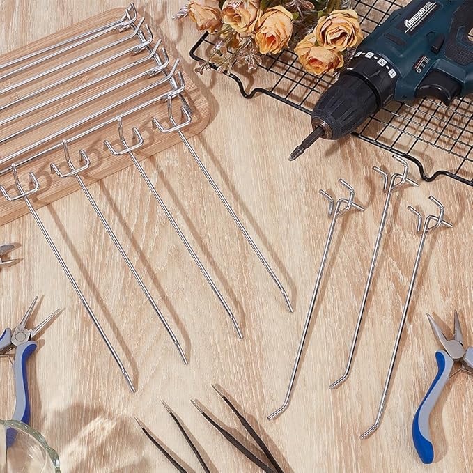 200 Pack Pegboard Shelving Hooks, 8 Inch Stainless Steel Pegboard Hooks Hanging Holders Wall Mount Organize Tools for Garage Office Kitchen Store Craft Organizing, Black