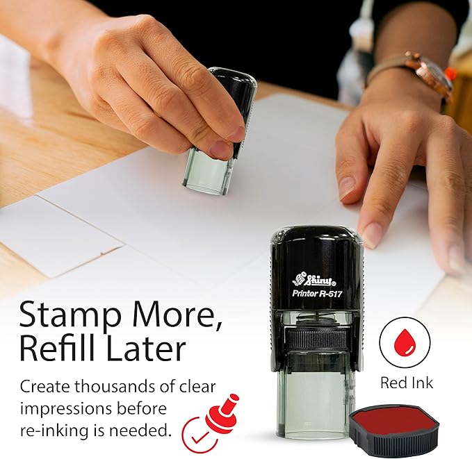 Shiny Sun Teacher Stamp, Round Self Inking Stamp for Classroom, Red Ink