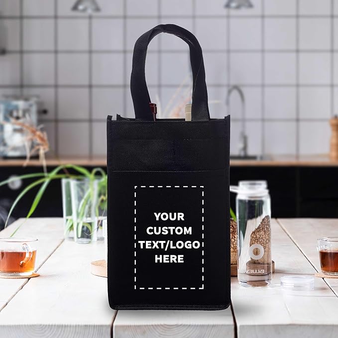 DISCOUNT PROMOS Non-Woven Vineyard Two Bottle Wine Bags