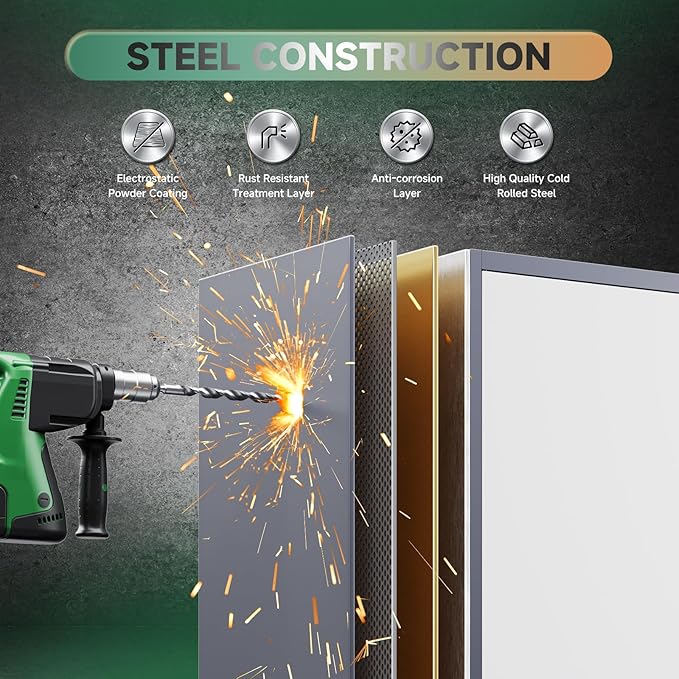 Letaya Metal Storage Cabinet with Lock Door, 71" Adjustable Shelf Steel Lockers for Office, Home,School,Garage Utility Tool Cabinet (2 Door-White&Gray)