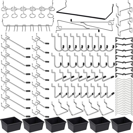 Pegboard Hooks Assortment, for Organizing Various Tools, with Pegboard Bins, 165 PCS, 80 of Which are Locks