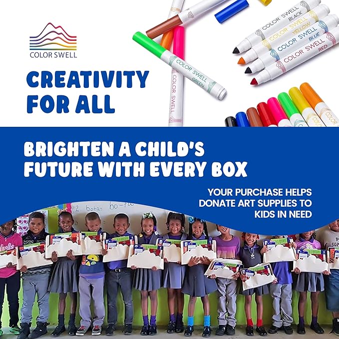 Color Swell 8-Pack Broad Line Markers – Washable, Non-Toxic, Ideal for Kids, Students, Adults, and Classroom Activities