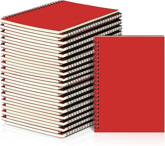 Yahenda 36 Pcs Spiral Notebook Bulk A5 Journal Lined 8.3'' x 5.5'' Writing Composition Paper Small Notepad Subject Notebook for Students Office Business Back to School Supplies (Red)