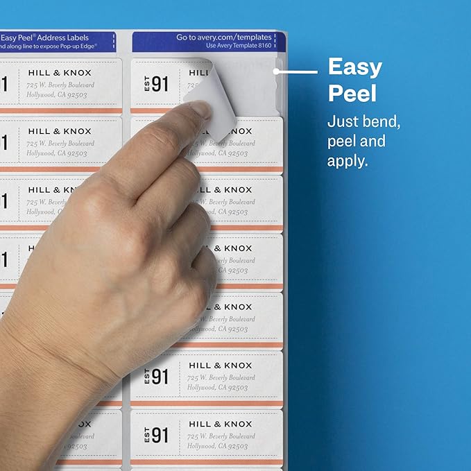 Avery Printable Address Labels with Sure Feed, 1" x 2-5/8", Matte Clear, 750 Blank Mailing Labels (08660)