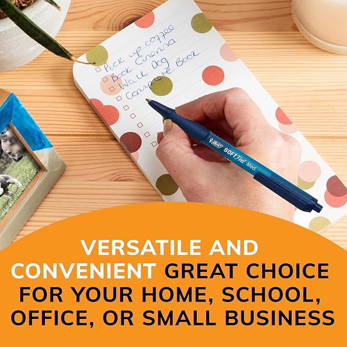 BIC Soft Feel Retractable Ballpoint Pen with 1.0 mm Medium Point and No-Slip Grip, 36-Count in Assorted Ink