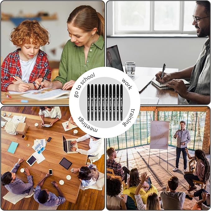 cloudriver Ultra Fine Permanent Markers, 60 Bulk Pack Twin Tip Black Permanent Marker Set, Waterproof and Quick Drying