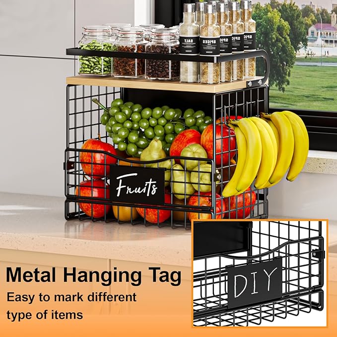 Magnetic Shelf for Fridge,Kitchen Storage Basket for Onion,Potato,Snack,Spice,Fruit and Vegetable Storage,Kitchen Countertop,Pantry Hanging Basket Organizer