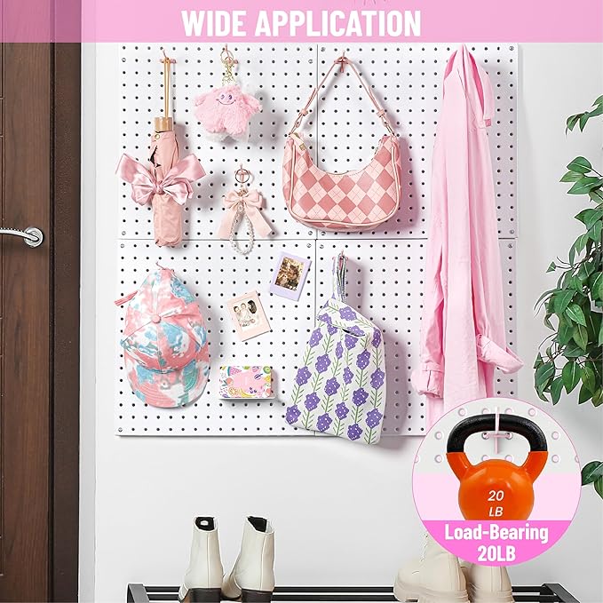 HUHOLE Pegboard Hooks 2 Inch 50PC, Pink Peg Board Hooks, Fit 1/4" or 1/8" Pegboard, Ideal Peg Board Organizer Accessories for Wall Display, Crafts Organization, Kitchen Organizer (Pink, 2 Inch)