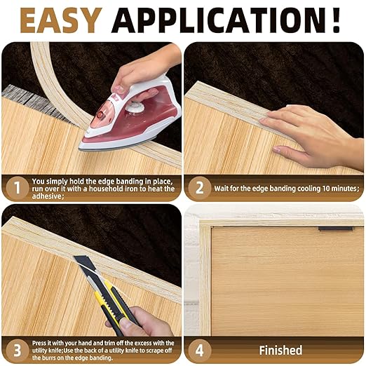 GSCIT Club Oak Edge Banding, 7/8 inch x 50ft roll of Veneer Edge Banding Preglued Flexible, Real Wood Tape Banding