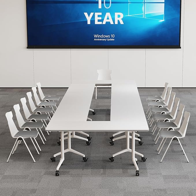 Folding Conference Room Tables 6 Pack, Foldable Modern Mobile Meeting Table Desk Training Table 6FT Large Rolling OfficeTable for Conference Training Classroom (2, 47.2" * 23.6" * 29.5")
