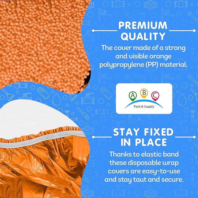 ABC Orange Out of Service Tags, 36 Inches. Pack of 10 Polypropylene Restroom Out of Order Signs with English and Spanish Print. Multipurpose Highly Visible Out of Service Sign with Elastic Band