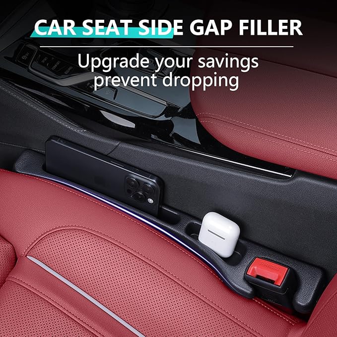 Car Seat Gap Filler Organizer - in Between Seat Catcher - Gap Plug 2 Pack with Storage Slot - Automotive Interior Accessories for Cars, Trucks, and SUV