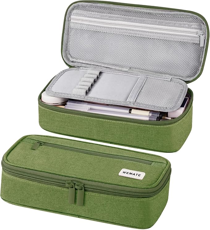 WEMATE Pencil Case, Large Storage Organizer for Stationery, Back - to - School Essential, Teacher Must - have, Big Pencil Pouch, Marker Case School Supplies for College & High School