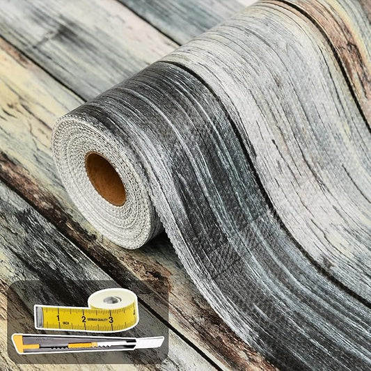 Shelf Liners for Kitchen Cabinets Non Adhesive Drawer Liner 12in x 20FT Blue Shiplap Quatrefoil Thickened Shelf Liner Strong Non-Slip Easy to Clean Tool Box Refrigerator with Knife and Tape Measure