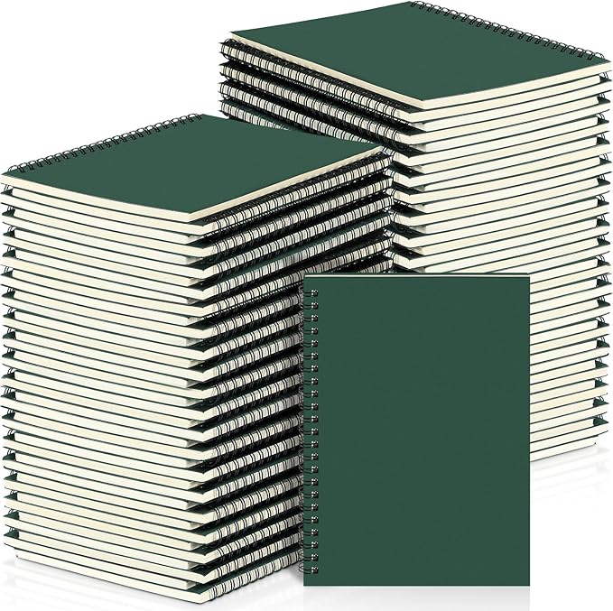 Yahenda 54 Pcs Spiral Notebook Bulk A5 Journal Lined 8.3'' x 5.5'' Writing Composition Paper Small Notepad Subject Notebook for Students Office Business Back to School Supplies (Deep Green)