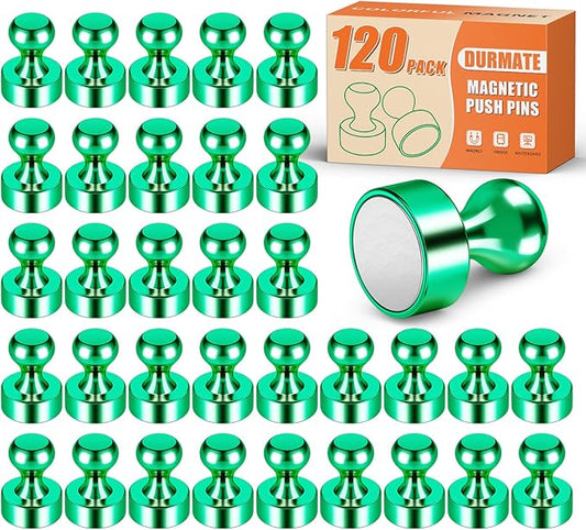 120PCS Strong Refrigerator Magnets,Green Metal Magnetic Push Pins, Strong Magnets for Whiteboard, Magnetic Clips Heavy Duty for Lockers, Kitchen, Office, Home Decorative, Desk Accessories