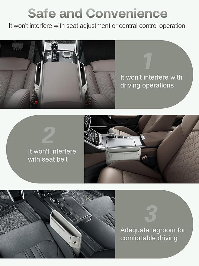 Premium Leather Car Seat Gap Filler Organizer, Universal Fit Interior Accessory with Card Slots, Car Center Console Organizer for Suv, Truck (Beige, 2 Pack)