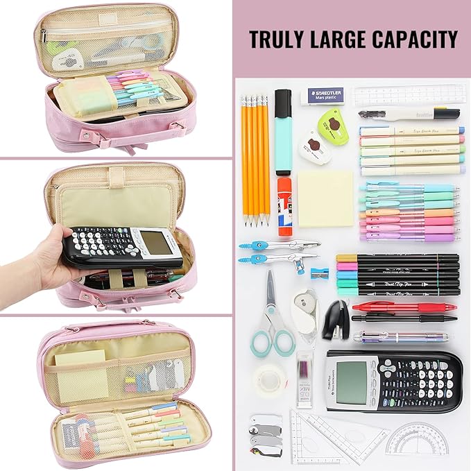 Pencil Case, Large Capacity Pencil Case Organizer; Double Zipper Storage Bag; Big Pencil Pouch for College School Office Teen Girl Boy Men Women Adult