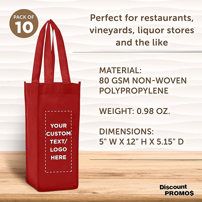 DISCOUNT PROMOS Non-Woven Vineyard Two Bottle Wine Bags