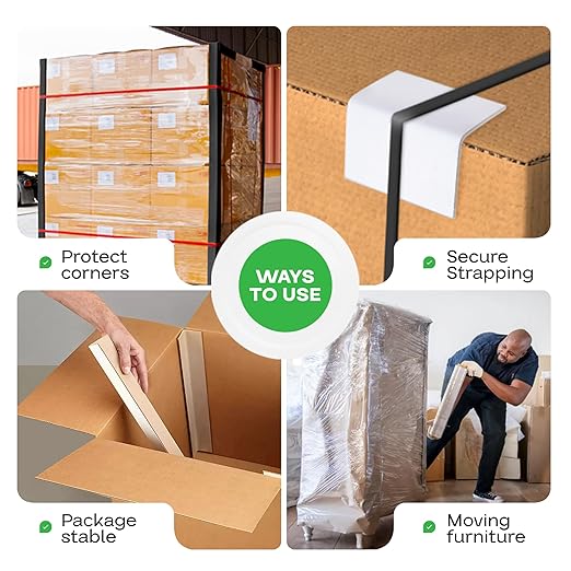 IDL Packaging Cardboard Edge Protector 2" X 2" X 24", Pack of 50 - V-Board Reinforced Cardboard Corners for Shipping - White Kraft Corner Protectors for Pallets - Recyclable Material